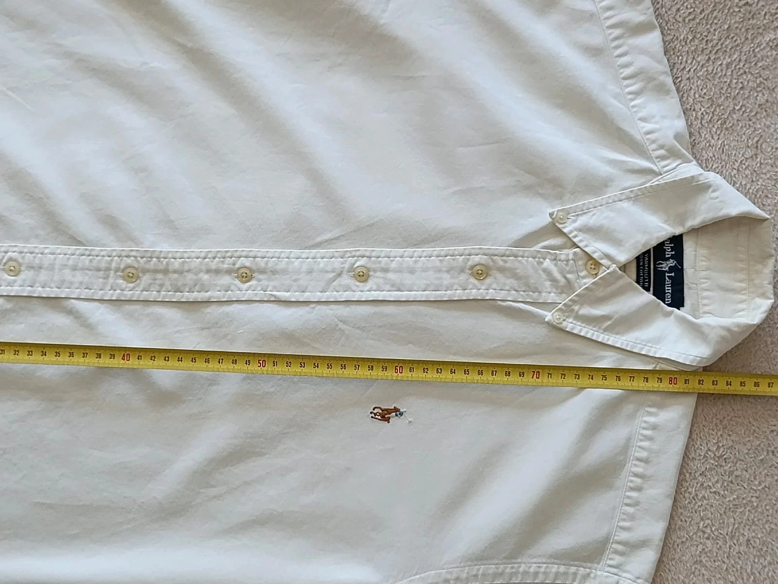 Camisa Ralph Lauren Vintage Yarmouth branco-acinzentado mangas curtas Tamanho 15/32 – photo 20